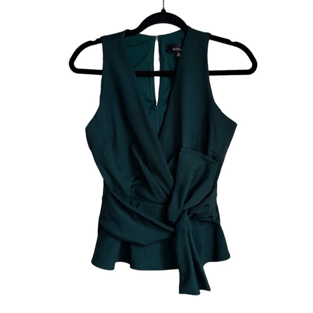 Anthropologie NWOT Adelyn Rae Hunter Green Top Size xsmall XS tie bow